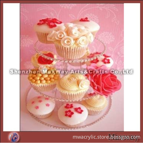 Samll Clear Round Promotional 3-tiered Acrylic Cupcake Display Stand Holder Rack